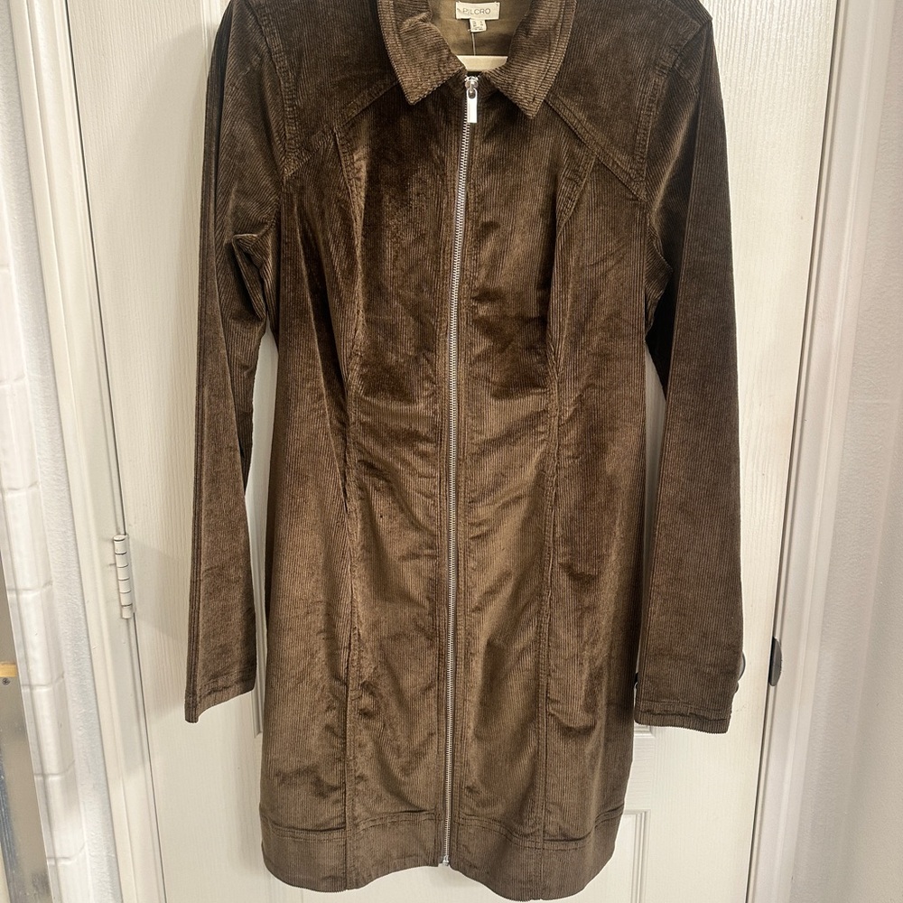 Pilcro olive green/brown long sleeve mini dress